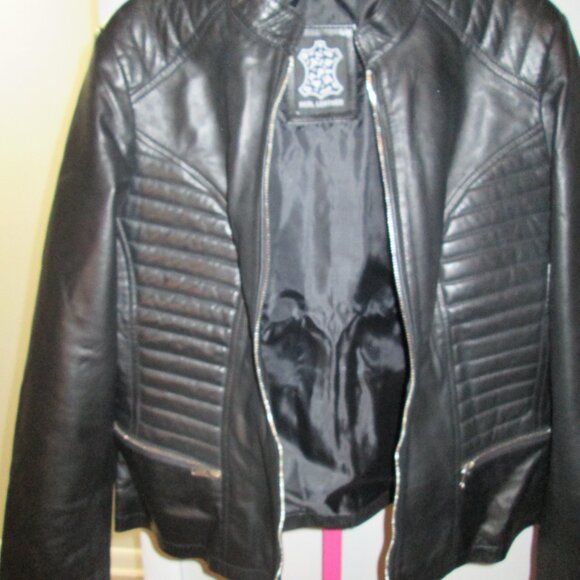 Womens Black Biker Style Leather Jacket NWOT - Picture 10 of 12